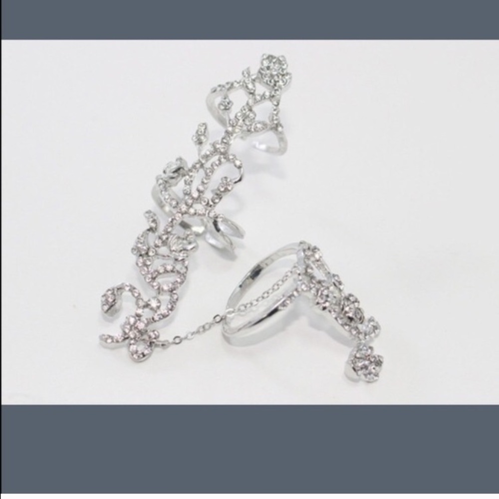 Multiple Finger Stack Crystal Ring. Silver - image 2